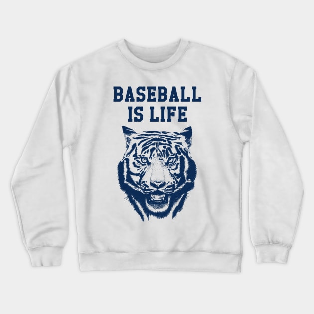 Baseball is Life Blue Crewneck Sweatshirt by bens black line art